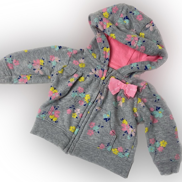 Just One You Carter’s jersey heather print hoodie with pink bow - Picture 3 of 9